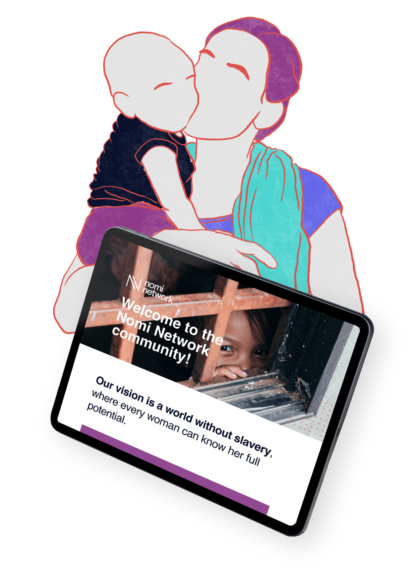 Brave Factor mom and baby website illustration