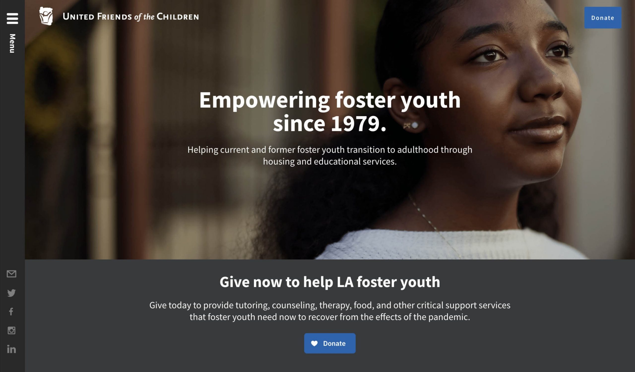 Brave Factor Foster Youth Nonprofit Website Designs United Friends of the Children
