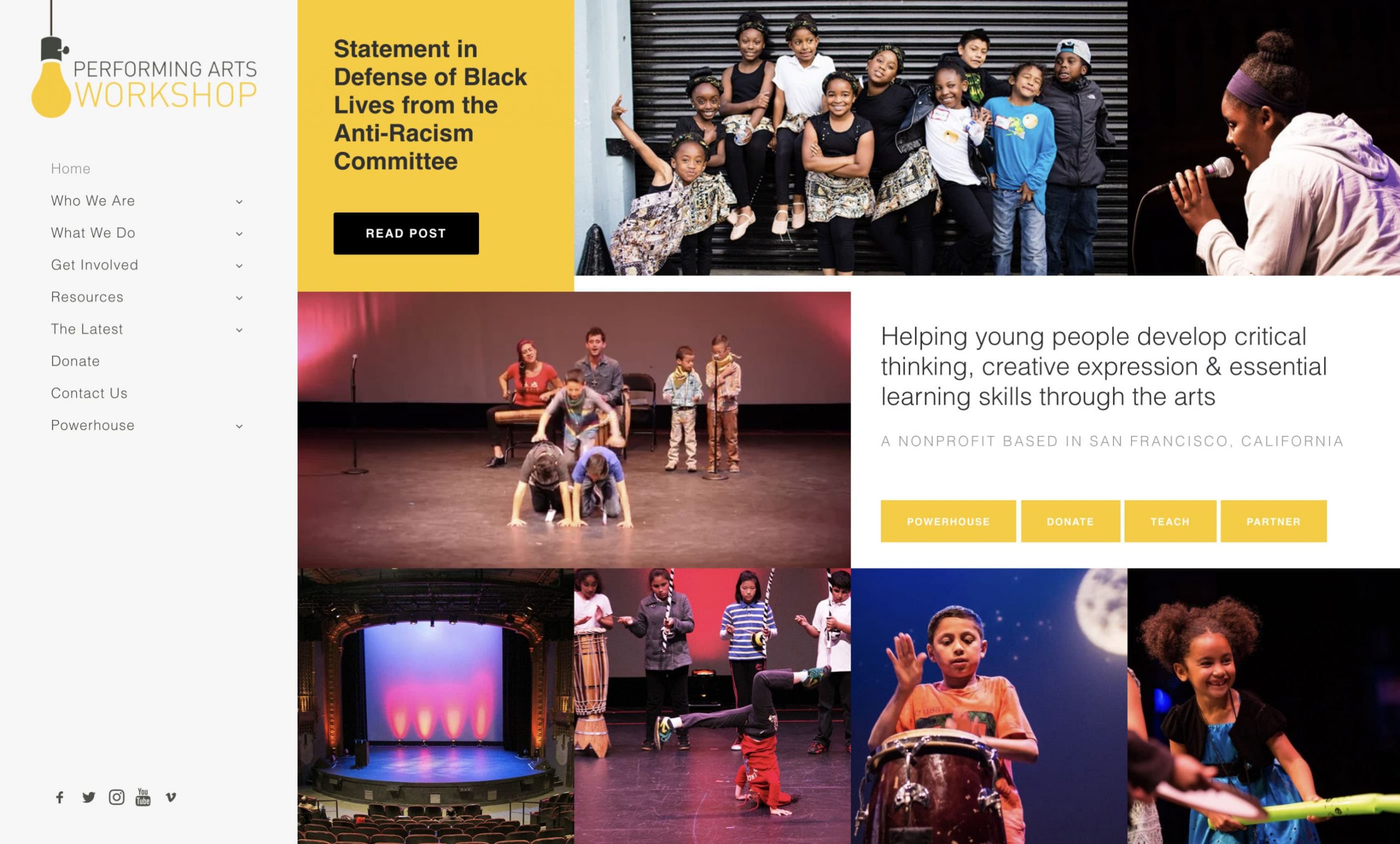 Performing Arts Workshop Website Design