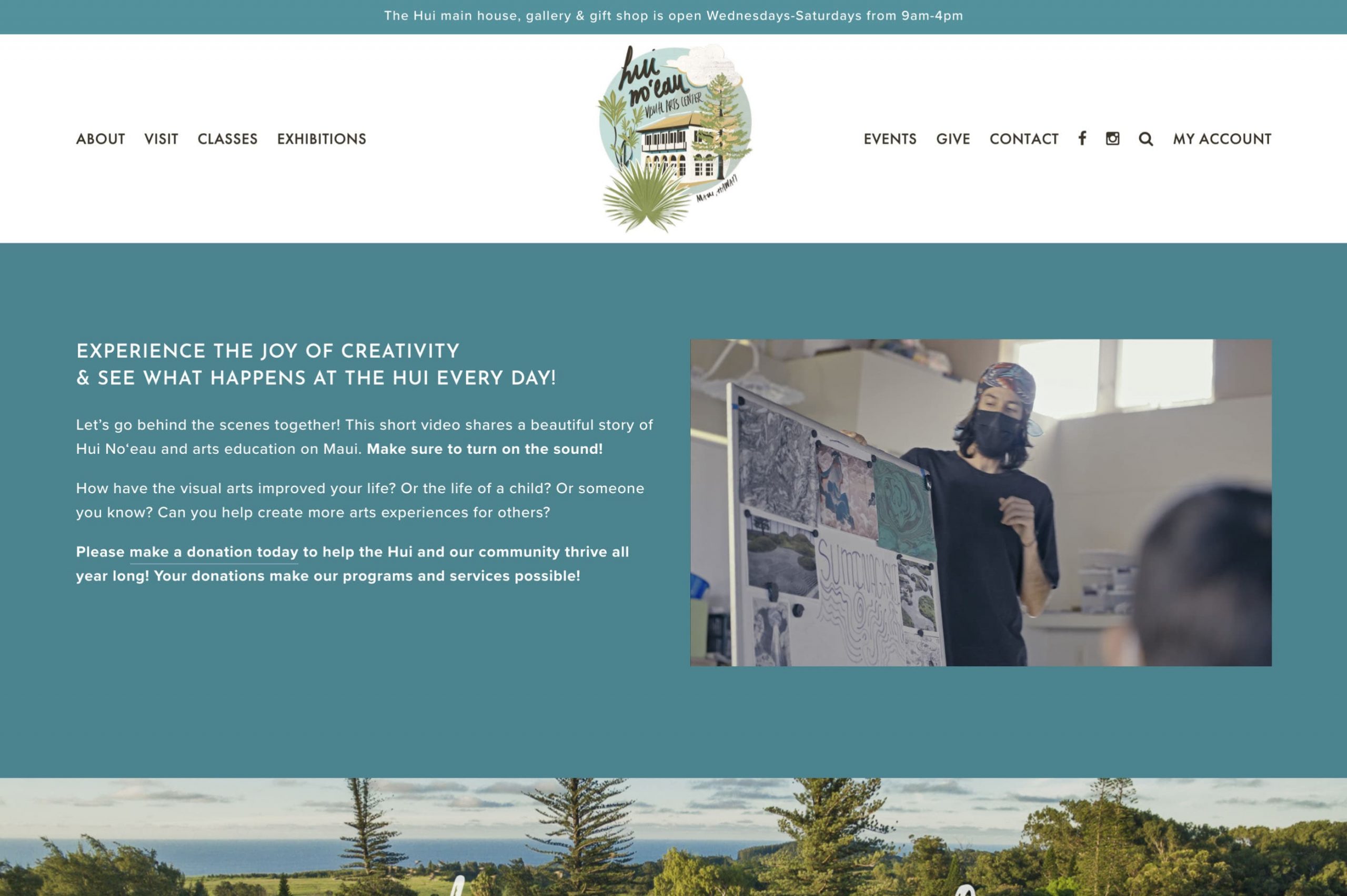 Hui No‘eau Visual Arts Center Website Design