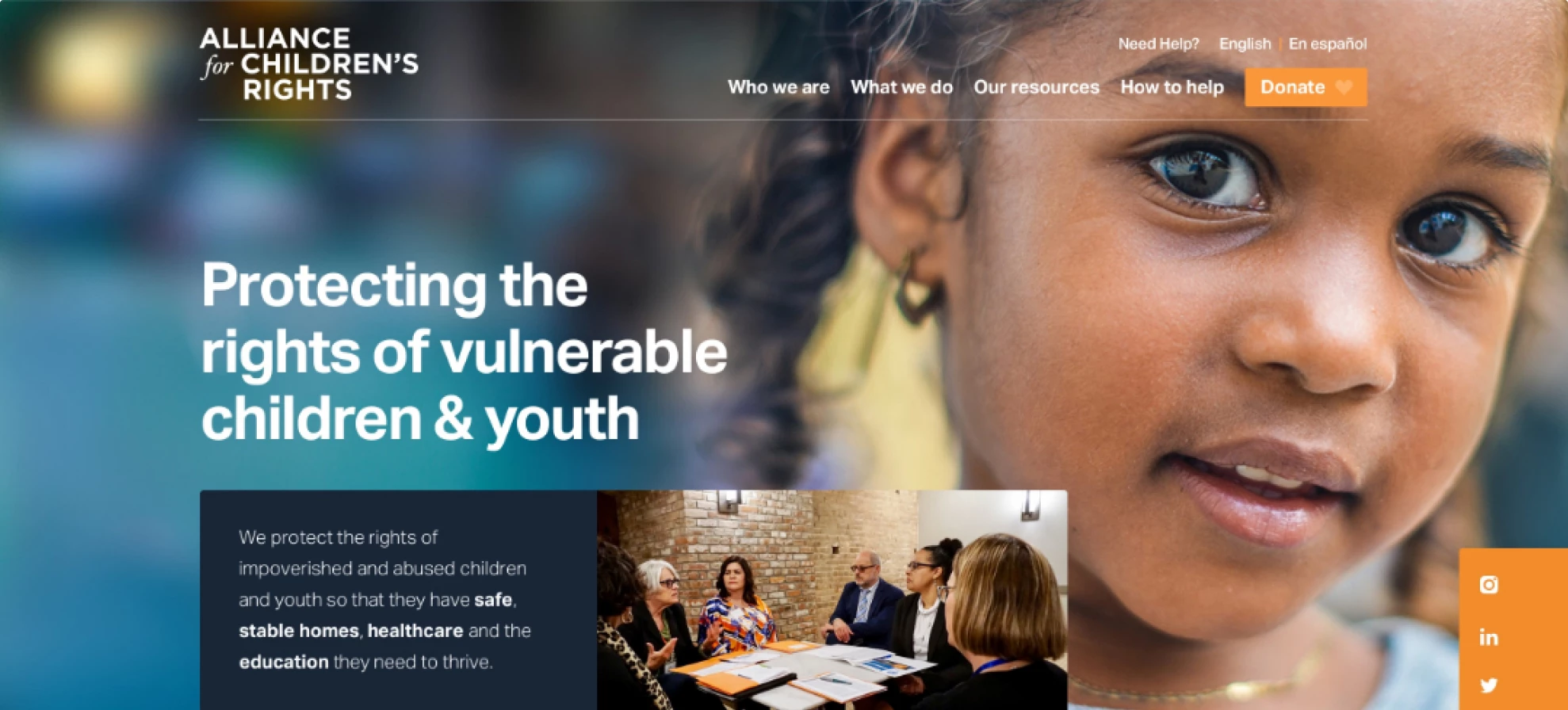Alliance for Children's Rights foster care nonprofit website
