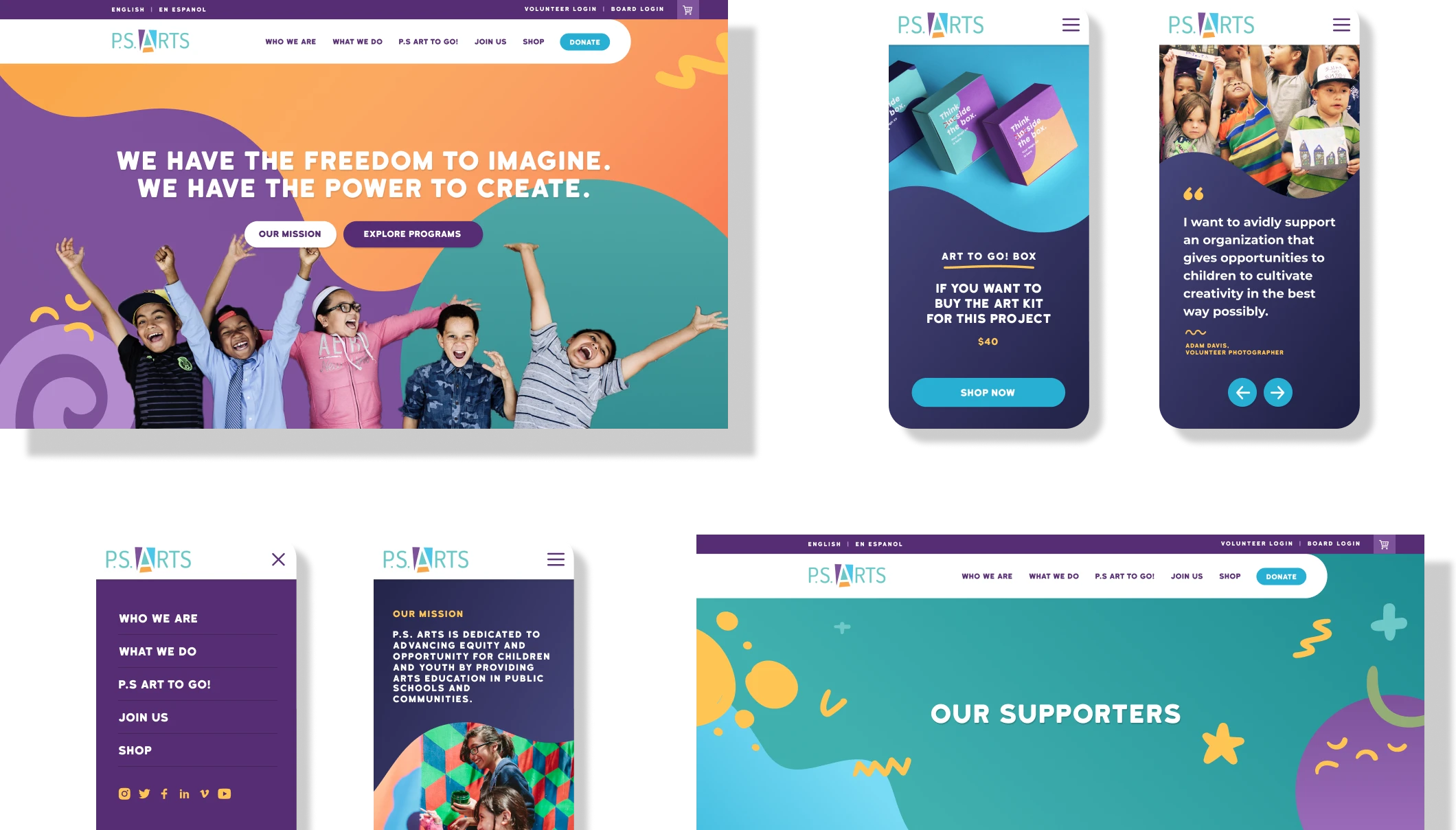 p.s. arts nonprofit web design