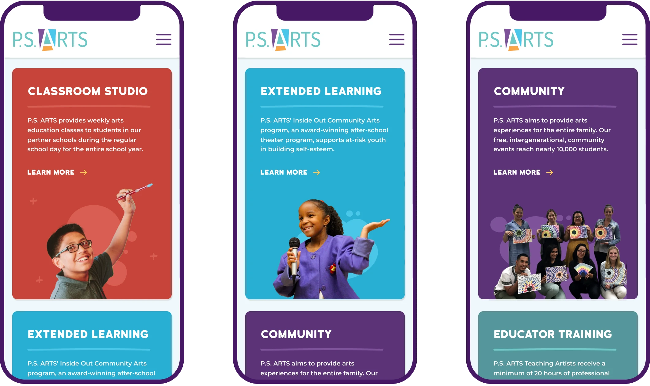 p.s. arts nonprofit web design