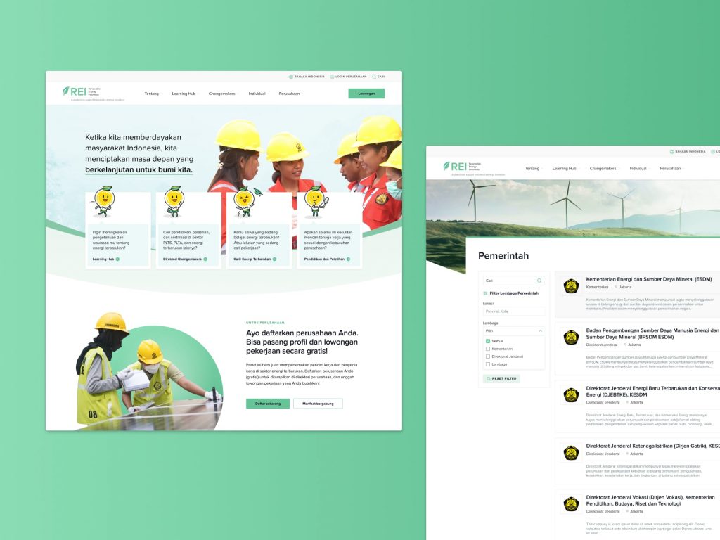Renewable energy Indonesia website design