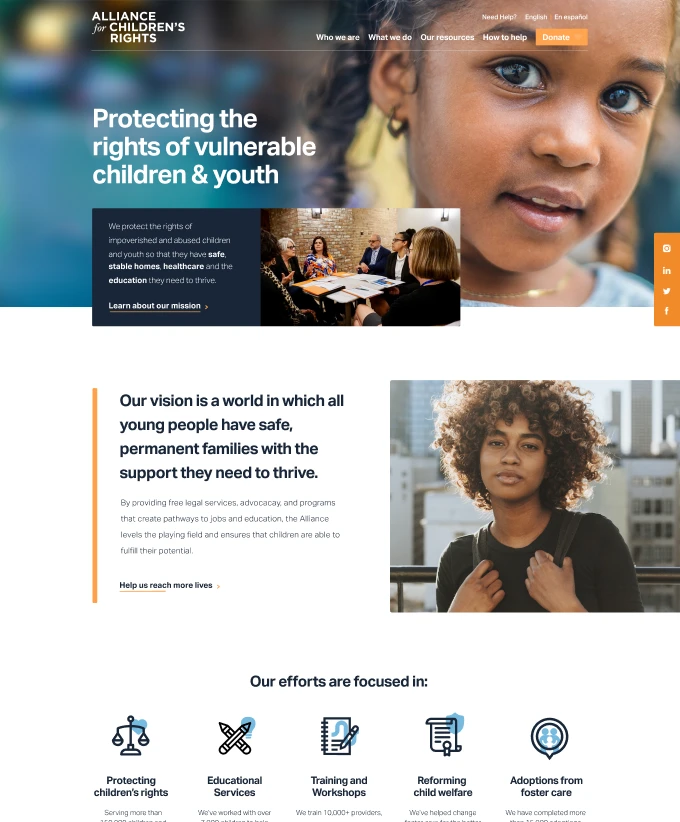 alliance for children's rights foster care nonprofit website